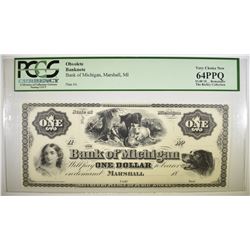 1800'S $1 BANK OF MICHIGAN  PCGS 64 PPQ