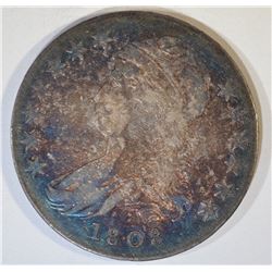 1808 BUST HALF DOLLAR  AU RAINBOW TONE