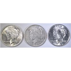 1922 & 2 1923 BU PEACE DOLLARS