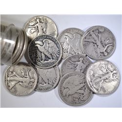 1 ROLL 90% SILVER WALKING LIBERTY HALF DOLLARS