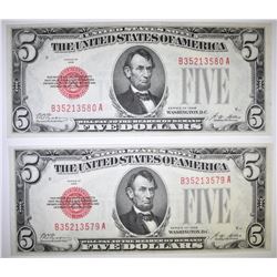 2  1928 $5 U.S. NOTES