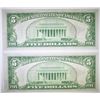 Image 2 : 2  1928 $5 U.S. NOTES