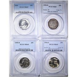 4 PCGS MS-65 WASHINGTON QUARTERS: