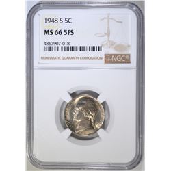 1948-S JEFFERSON NICKEL  NGC MS-66 5FS
