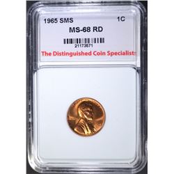 1965 SMS LINCOLN CENT, TDCS SUPERB GEM BU+ RED