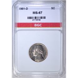 1961-D JEFFERSON NICKEL, BGC SUPERB GEM BU
