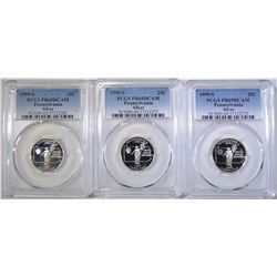 3-1999-S SILVER PA. QUARTERS, PCGS PR-69 DCAM