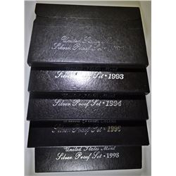 1992, 93, 94, 96 & 98 U.S. SILVER PROOF SETS