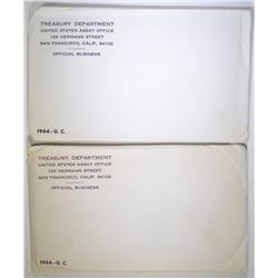 2-1964 U.S. MINT UNC SETS SEALED IN ORIG ENVELOPES