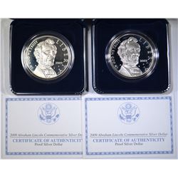 2-2009 ABE LINCOLN PROOF COMMEM SILVER DOLLARS