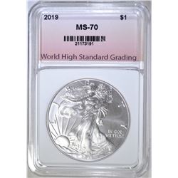 2019 AMERICAN SILVER EAGLE, WHSG PERFECT GEM BU