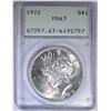 Image 1 : 1922 PEACE DOLLAR   PCGS MS-63  "OLD RATTLER"