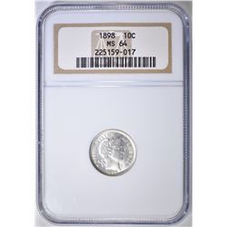 1898 BARBER DIME  NGC MS-64