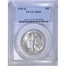 1945-D WALKING LIBERTY HALF DOLLAR  PCGS MS-65