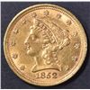 Image 1 : 1852 $2.5 GOLD LIBERTY  CH BU