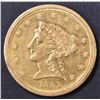 Image 1 : 1862 $2.5 GOLD LIBERTY  CH AU