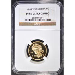 1988-W OLYMPICS $5 GOLD NGC PF-69 ULTRA CAMEO