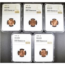 5 - 1975 LINCOLN CENTS NGC MS66RD