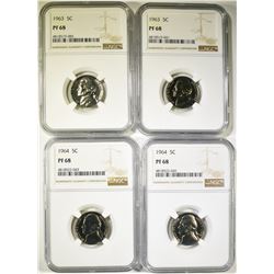 2-1963 & 2-1964 JEFFERSON NICKELS NGC PF68