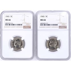 2-1965 NICKELS NGC MS -66