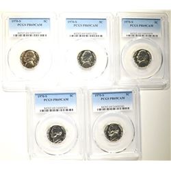 5 - 1970 S JEFFERSON NICKELS PCGS