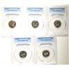 Image 1 : 5 - 1970 S JEFFERSON NICKELS PCGS