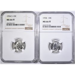 1954-P,S ROOSEVELT DIMES NGC MS-66 FT