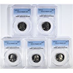 5 1971-S WASHINGTON QUARTERS PCGS PR-68 CAM