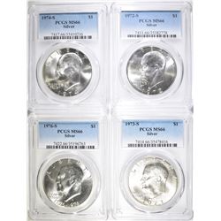 1972-S 73-S 74-S 76-S SILVER IKE DOLLARS PCGS MS66