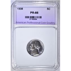 1938 JEFFERSON NICKEL, APCG SUPERB GEM PROOF