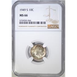 1949-S ROOSEVELT DIME, NGC MS-66