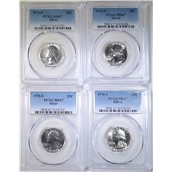 4-1976-S SILVER WASHINGTON QTRS, PCGS MS-67