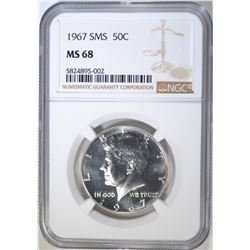 1967 SMS KENNEDY HALF DOLLAR, NGC MS-68