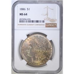 1886 MORGAN DOLLAR, NGC MS-64