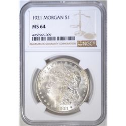 1921 MORGAN DOLLAR, NGC MS-64