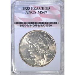 1935 PEACE DOLLAR, ANGS SUPERB GEM BU