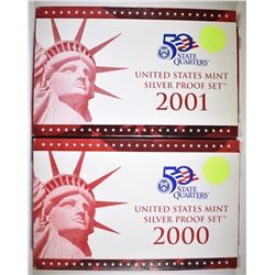 2000 & 2001 U.S. SILVER PROOF SETS ORIG PACKAGING