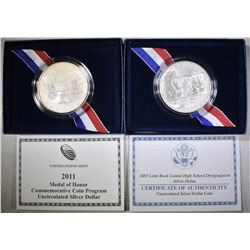 2007 LITTLE ROCK & 2011 MEDAL OF HONOR UNC DOLLARS