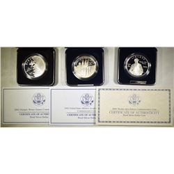 3-MODERN PROOF COMMEM SILVER DOLLARS