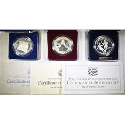 3-MODERN PROOF COMMEM SILVER DOLLARS