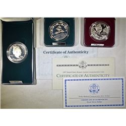 3-MODERN PROOF COMMEM SILVER DOLLARS
