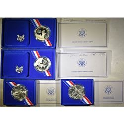 2-Pf , 2-UNC STATUE OF LIBERTY SILVER DOLLARS