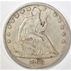 1868-S SEATED HALF DOLLAR VF