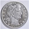 Image 1 : 1907 BARBER HALF DOLLAR BU
