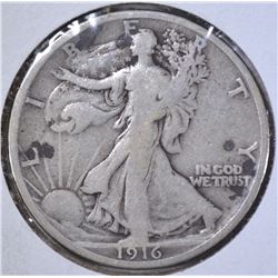 1916 WALKING LIBERTY HALF DOLLAR, FINE