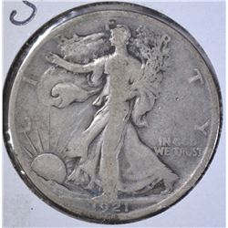 1921-S WALKING LIBERTY HALF DOLLAR, FINE