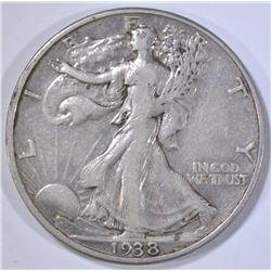 1938-D WALKING LIBERTY HALF DOLLAR, XF