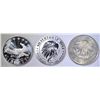 Image 1 : 3-DIFFERENT EAGLE THEMED 1oz .999 SILVER ROUNDS