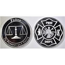 POLICE & FIRE 1oz .999 SILVER ROUNDS