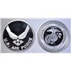 Image 1 : AIR FORCE & MARINES ONE OUNCE .999 SILVER ROUNDS